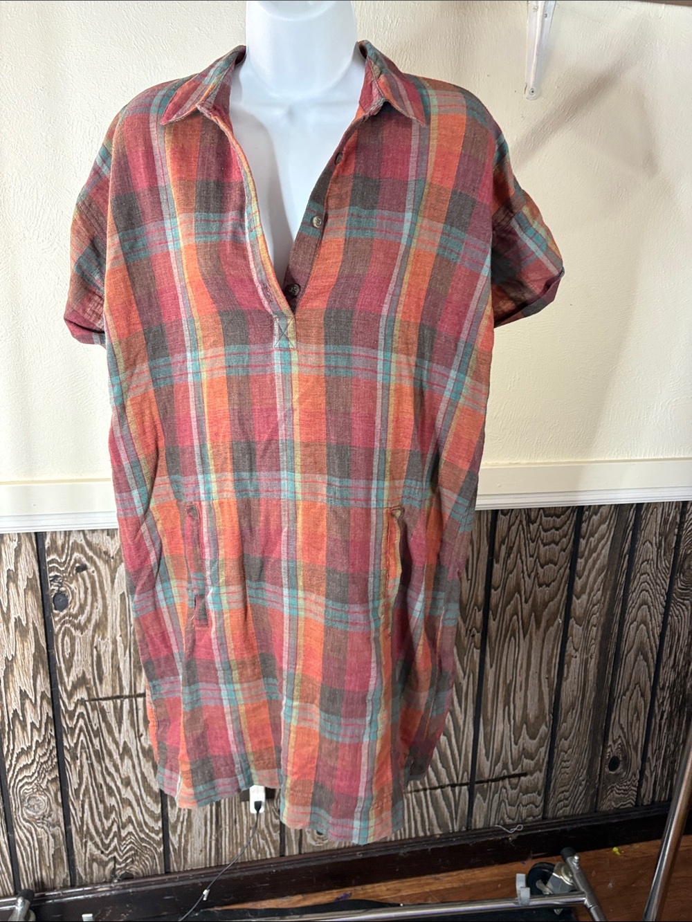 Toad&Co Plaid Tunic in Rust, Teal, and Brown